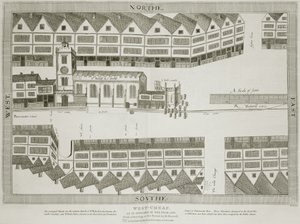 West Cheap como apareció en el año 1585, grabado por Bartholemew Howlett (1767-1827) publicado en 1814