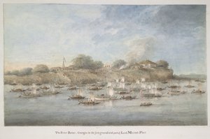 Flotilla de Lord Hastings en el río, con muchos periquitos pinaza