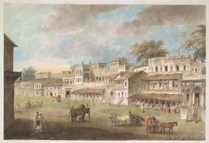 Vista de un lado de la calle principal de la ciudad india de Patna de Ram Sita