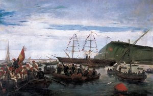 Voluntarios catalanes embarcando para la guerra en Cuba en 1870 de Ramón Padró y Pedret