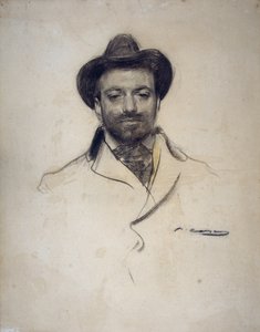 ""Retrato del pintor y fotógrafo español José María Sert (1874-1945)"" Dibujo al carboncillo de Ramón Casas (1866-1932) 1904 Colección particular de Ramón Casas