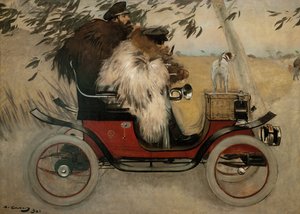 Ramón Casas y Pedro Romeu en el Automóvil - Casas, Ramón (1866-1932) - 1901 - Oil on canvas - 208x291 - Museo Nacional de Arte de Cataluña, Barcelona de Ramón Casas