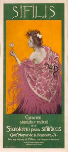 Syphilis (Poster) - Oeuvre de Ramon Casas (1866-1932) - 1900 - Colour lithograph - 80x34,3 - Museo Nacional de Arte de Cataluña, Barcelona de Ramón Casas