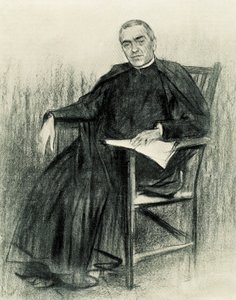 Retrato del poeta catalán Jacint Verdaguer (1845-1902) (dibujo) de Ramon Casas i Carbo