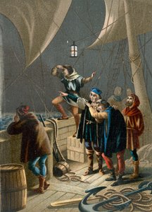 Colón viendo una luz que indica la proximidad de tierra de Ramon Puiggari