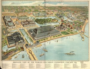 Vista de pájaro de la Exposición Universal Colombina, Chicago, 1893. LOC 98687181 de Rand McNally and Company