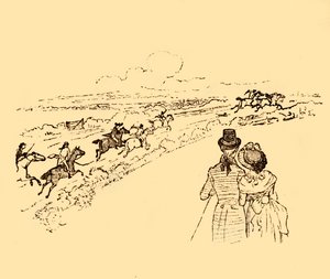 Espectadores observan mientras John Gilpin es perseguido por el campo, 1878, c1918 de Randolph Caldecott