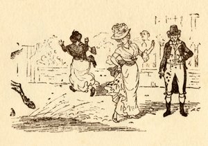 El caballo de John Gilpin salpica barro en el vestido de una mujer, 1878, c1918 de Randolph Caldecott