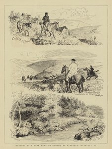 Bocetos en una cacería de ciervos en Exmoor