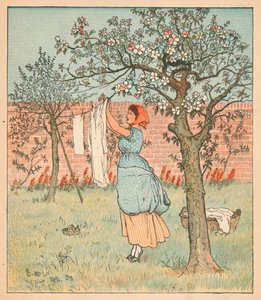 La criada estaba en el jardín, colgando la ropa, 1880 de Randolph Caldecott