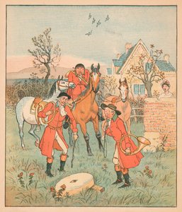 ...lo siguiente que encontraron fue una piedra de moler gruñendo y rechinando..., 1880 de Randolph Caldecott