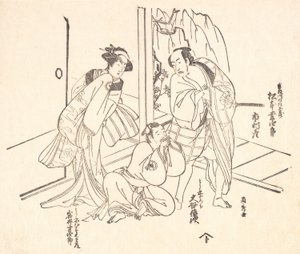 Escena de un Drama: Matsumoto Koshiro I y Dos Otros Actores de Ranshu
