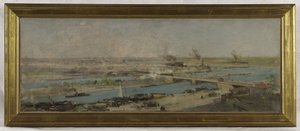 Croquis de la sala de plenos del ayuntamiento de Alfortville: Vista de Alfortville desde las alturas de Charenton de Raoul Joseph Arus