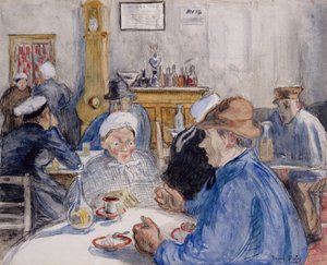 En el café, c.1900 (acuarela, aguada y carboncillo) de Raoul Dufy