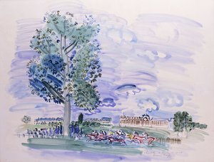 Chantilly - El Derby de 1928; Chantilly - Le Derby de 1928 de Raoul Dufy