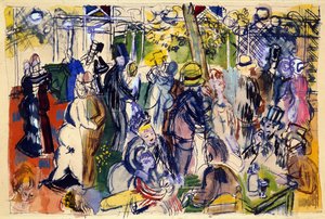 Le Moulin de la Galette (acuarela, pluma y tinta) de Raoul Dufy