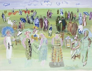 Poiret Mannequins at the Races, with Blue Umbrelle; Les Mannequins de Poiret aux Courses, a l