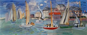 Regatas en el puerto de Trouville-Deauville, c.1938 (óleo sobre lienzo)