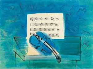 El violín azul, c.1946 (gouache, acuarela y tinta sobre papel) de Raoul Dufy