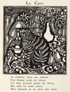 El Gato, ilustración de "El Bestiario o Procesión de Orfeo". de Raoul Dufy