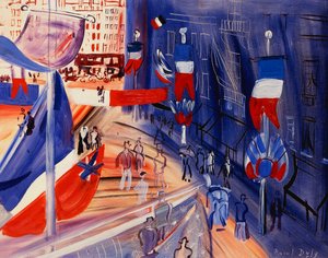 The Street Awash with American Banners; La rue Pavoisee a la Banniere Americaine, c.1930 (óleo sobre cartón duro acunado)