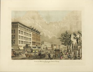 Esquina de las calles State y Washington, Chicago, en el año 1865 de Raoul Varin