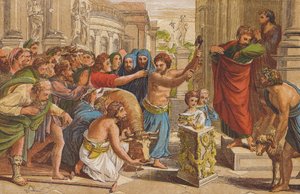 Sacrificio en Listra (litografía en color) de Raphael (1483 1520) (after)