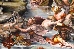 Batalla del puente Milvian, detalle. 1517-1524 (fresco) de Raphael