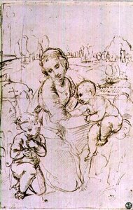 Estudio de una Madonna y el Niño con el infante San Juan Bautista