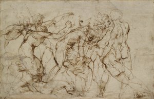 Escena de batalla con prisioneros siendo atados de Raphael
