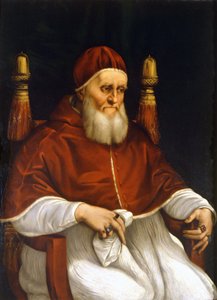 Retrato del Papa Julio II (1503-1513). Pintura de Rafael (Raffaello Sanzio). Florencia, Museo Uffizi. de Raphael