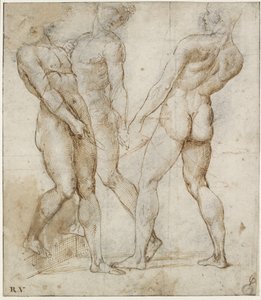 Tres portadores desnudos (estudio para el Entierro de Cristo) de Raphael