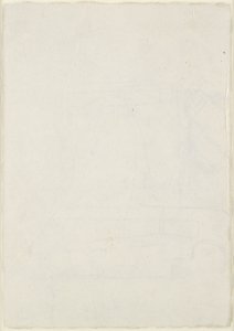 Verso: Ligeros apuntes arquitectónicos incluyendo un plano cruciforme, WA1846.160 (pluma y tinta marrón sobre estilete ciego, algunas trazas de plomo o tiza) de Raphael