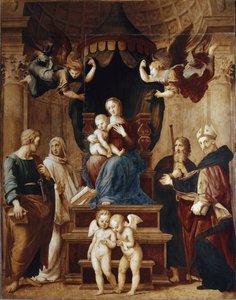 Virgen con cuatro ángeles y cuatro de Raphael