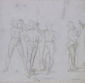 Grupo de cuatro soldados de pie, c. 1503 de Raphael