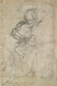 Estudios para dos mujeres arrodilladas, c. 1500-1520 de Raphael