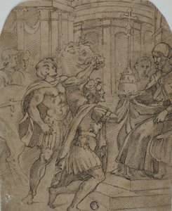 Estudio para el emperador Constantino ofreciendo la tiara al papa Silvestre de Raphael