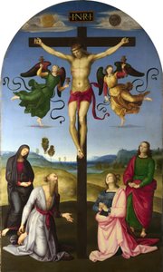 El Cristo crucificado con la Virgen María, santos y ángeles de Raphael