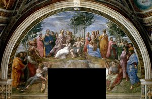 El Parnaso Fresco en la Stanza della Segnatura de Raphael