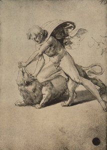 Sansón luchando con el león de Raffaello Sanzio Raphael