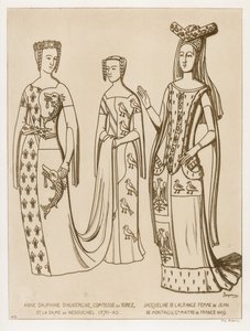 Ana Dauphine, Condesa de Forez y la dama de Nedouchel, 1370-80. Jacqueline de Lagrange, esposa de Jean de Montagu, maestro de Francia, 1409 de Raphael Jacquemin