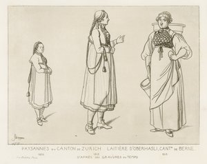 Campesinos del cantón de Zúrich y lechera de Oberhasli en el cantón de Berna de Raphael Jacquemin