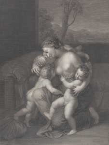 Caridad con tres niños pequeños, 1795 de Raphael Morghen