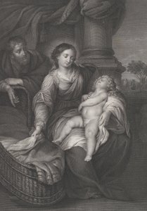 La Sagrada Familia, con el Niño Jesús Dormido en el Regazo de la Virgen, ca. 1778-86 de Raphael Morghen
