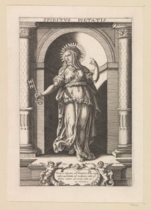 Don de la Religión Spiritvs Pietatis (título sobre el objeto) Siete dones del Espíritu Santo (título de la serie) de Raphaël Sadeler (I)