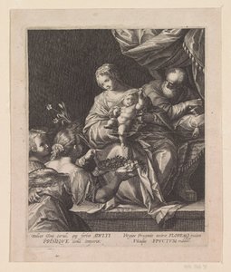 Sagrada familia con dos ángeles de Raphaël Sadeler (I)