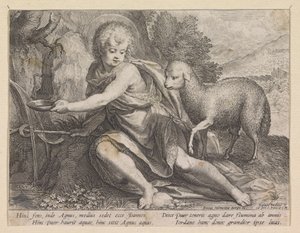 Juan el Bautista de joven junto a un pozo de Raphaël Sadeler (I)