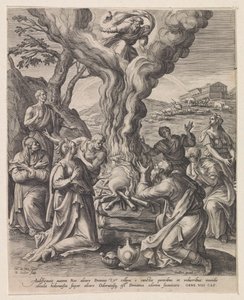 Sacrificio de Noé después del Diluvio Representaciones del Antiguo Testamento (título de la serie) de Raphaël Sadeler (I)