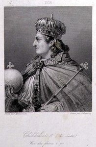 Childeberto, Rey de Austrasia, grabado por Delannoy de Raymond Quinsac (after) Monvoisin