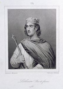 Lotario (941-986) Rey de Francia, grabado por Delannoy
